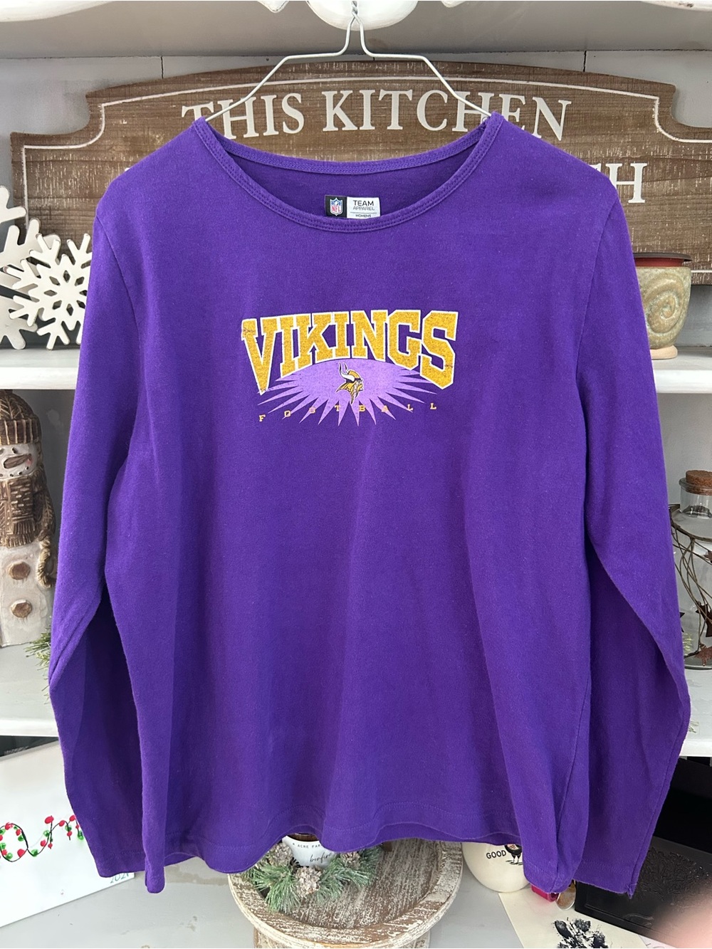 NFL Vikings Purple Long Sleeve Tee with Gold Logo